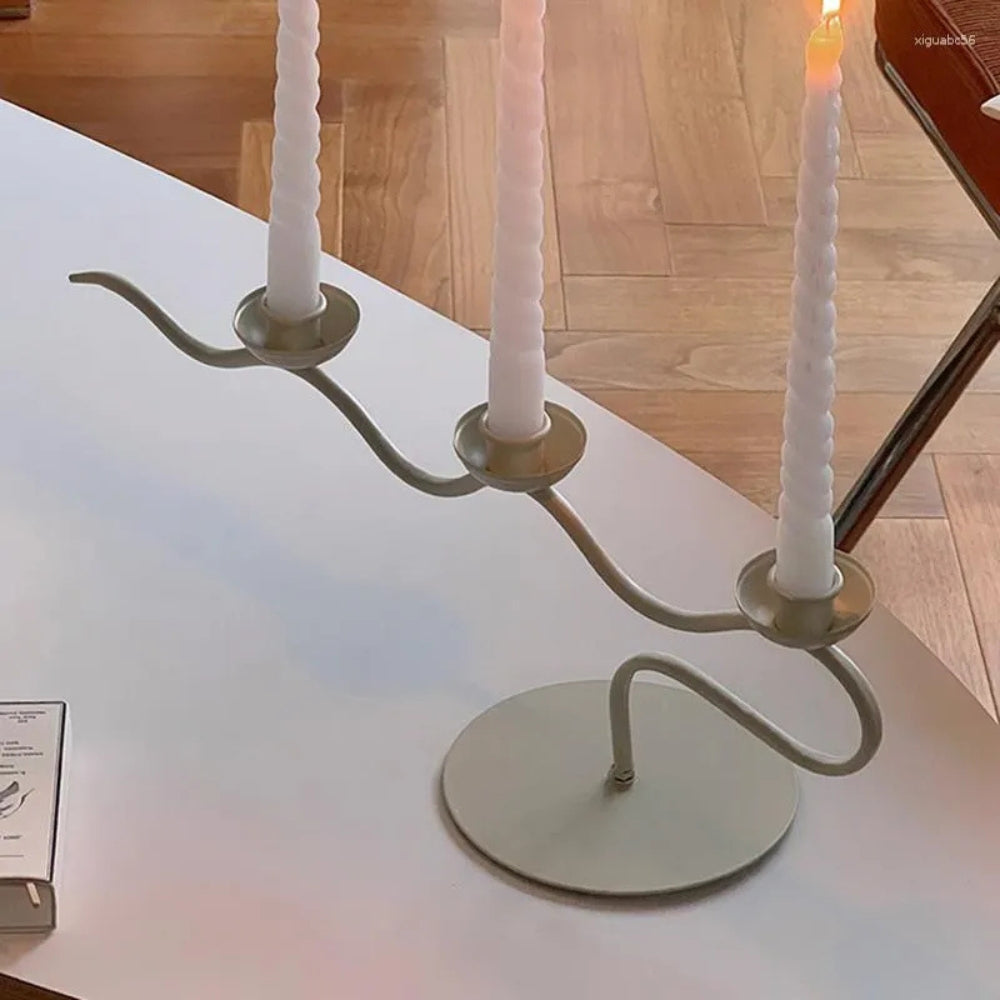 Tri Iron Twisted Taper Candle Holder