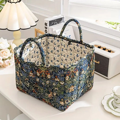 Delicate Floral Canvas Storage Basket | Sturdy, Machine Washable