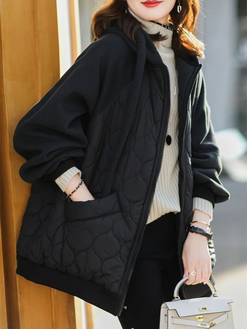 Mabel Women's Quilted Hoodie - flat lay