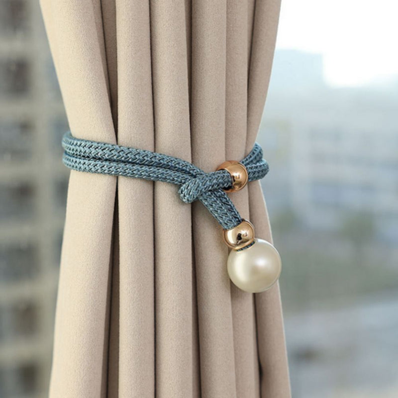 Lustrous Pearl Curtain Tie Backs | Faux Pearl, Adjustable 2-Pack