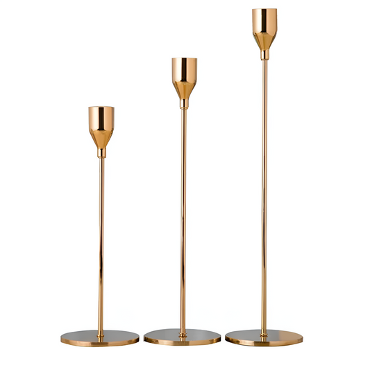 Brushed Metal Taper Candle Holders | Set of 3