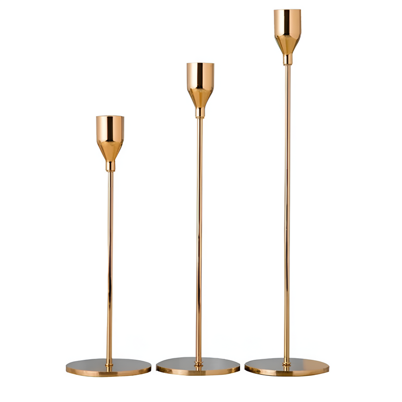 Brushed Metal Taper Candle Holders | Set of 3