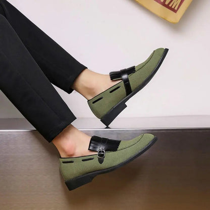 Ezra Men's Suede Loafers - fabric and finish detail
