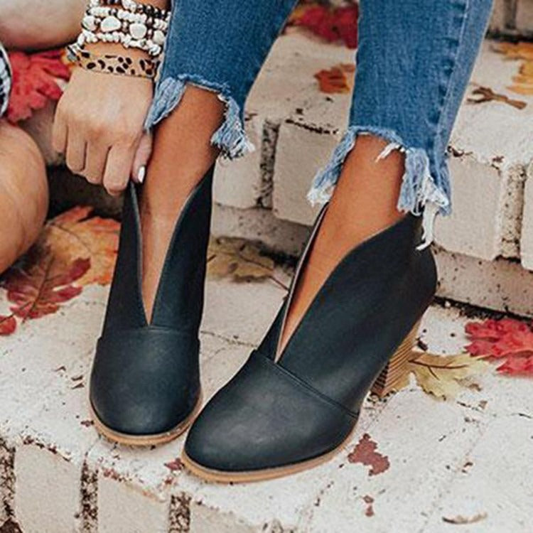 Odette Women's Chunky Heel Ankle Boots - styled view