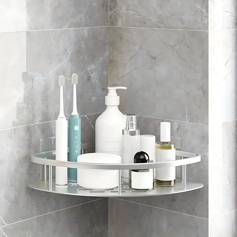 Aluma Curve | Shower Caddy with Modern Design & Self-Adhesive Mounting | Stylish Shower Storage for Essential Bathroom Organization 0