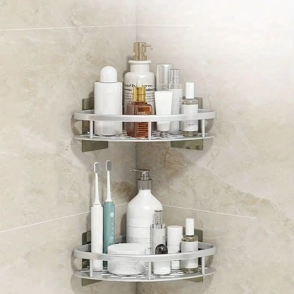Aluma Curve | Shower Caddy with Modern Design & Self-Adhesive Mounting | Stylish Shower Storage for Essential Bathroom Organization 3