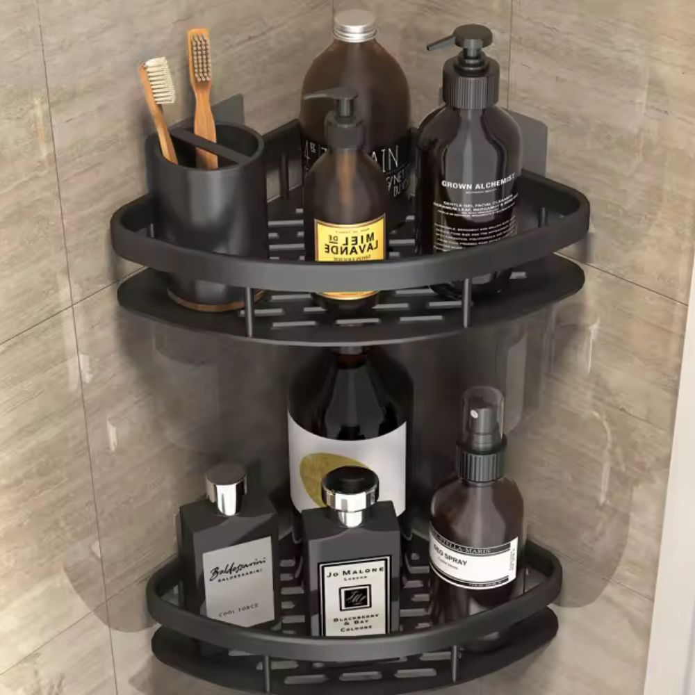 Aluma Curve | Shower Caddy with Modern Design & Self-Adhesive Mounting | Stylish Shower Storage for Essential Bathroom Organization 5