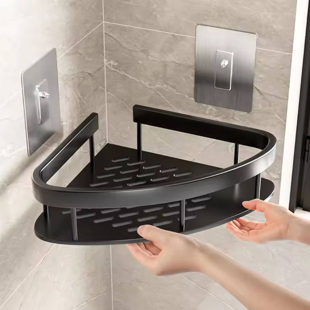 Aluma Curve | Shower Caddy with Modern Design & Self-Adhesive Mounting | Stylish Shower Storage for Essential Bathroom Organization 6