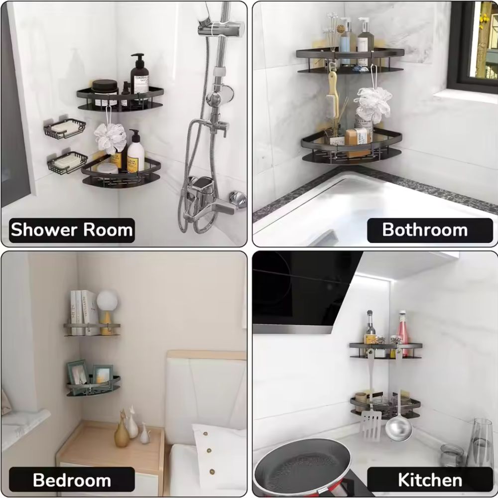 Aluma Curve | Shower Caddy with Modern Design & Self-Adhesive Mounting | Stylish Shower Storage for Essential Bathroom Organization 7