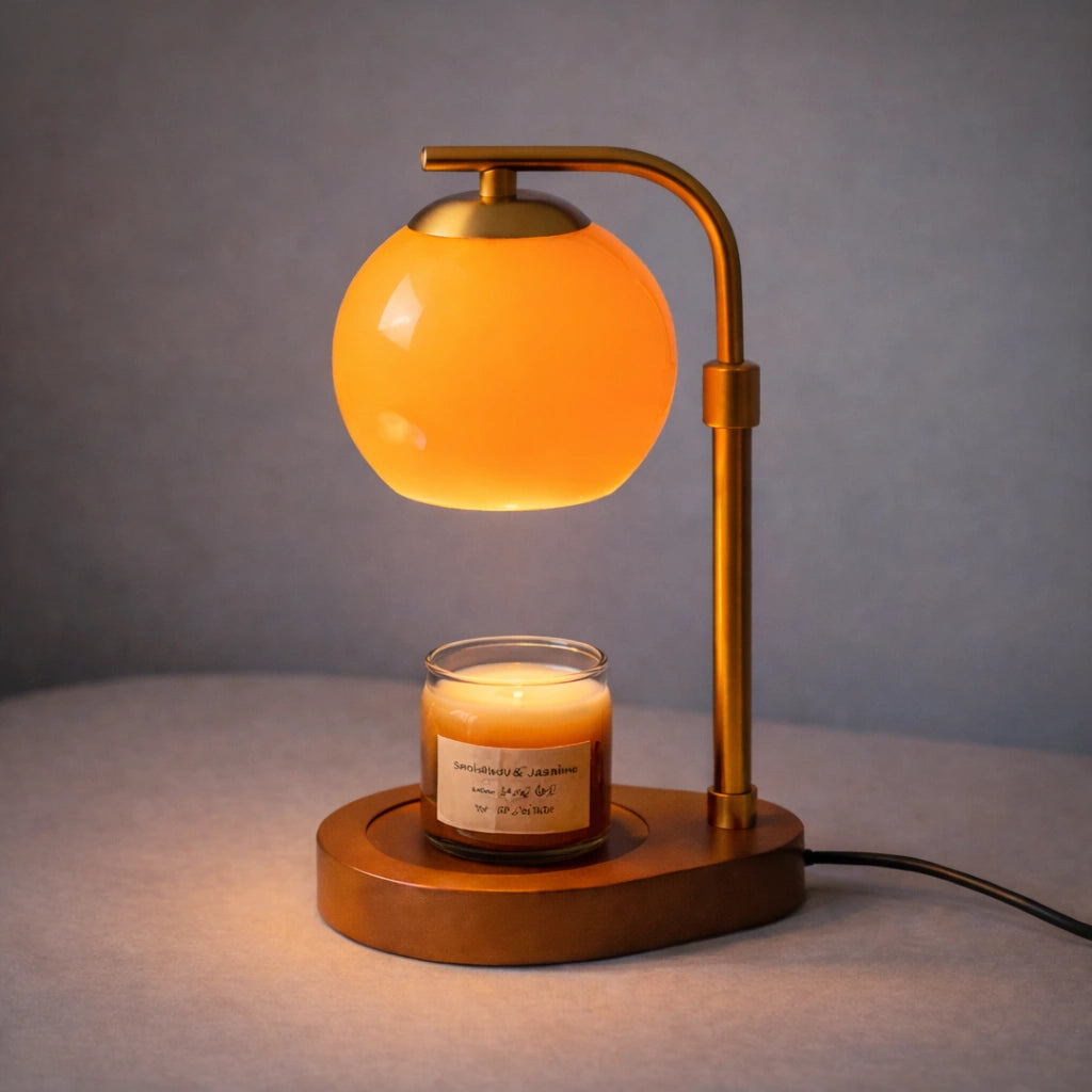 AmberGlow | Elegant Retro Sculpted Glass Candle Warmer Lamp 0