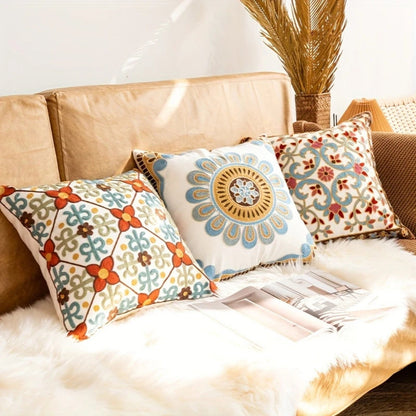 Aurae Embroidered Vintage Cushion Cover | Timeless Detail, Zip Closure