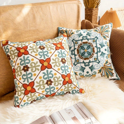 Aurae Embroidered Vintage Cushion Cover | Timeless Detail, Zip Closure