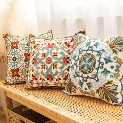 Aurae Embroidered Vintage Cushion Cover | Timeless Detail, Zip Closure