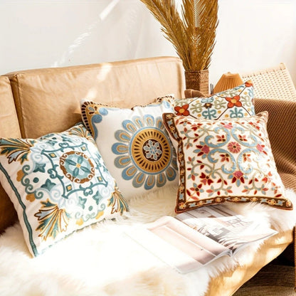 Aurae Embroidered Vintage Cushion Cover | Timeless Detail, Zip Closure