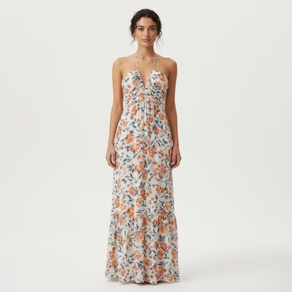 Vestido Maxi para Mujer Anya | Estampado Floral, Cuello Halter