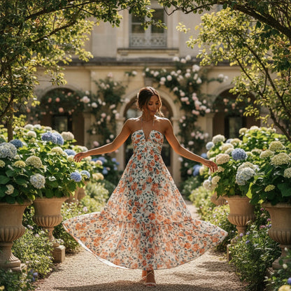 Vestido Maxi para Mujer Anya | Estampado Floral, Cuello Halter