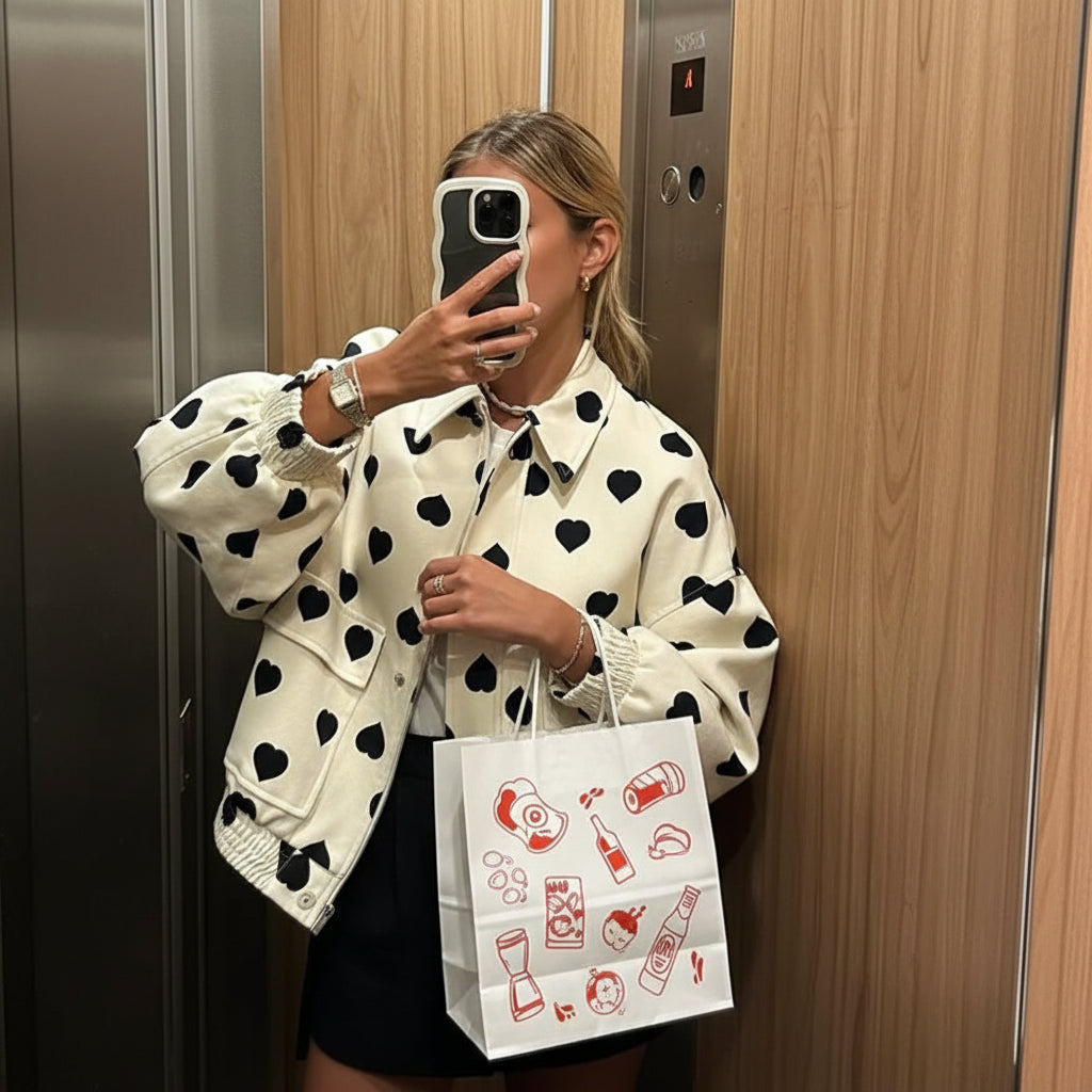 Ava Women's Coat | Polka Dot Design, Casual Winter Outerwear 0