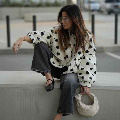 Ava Women's Coat | Polka Dot Design, Casual Winter Outerwear 5