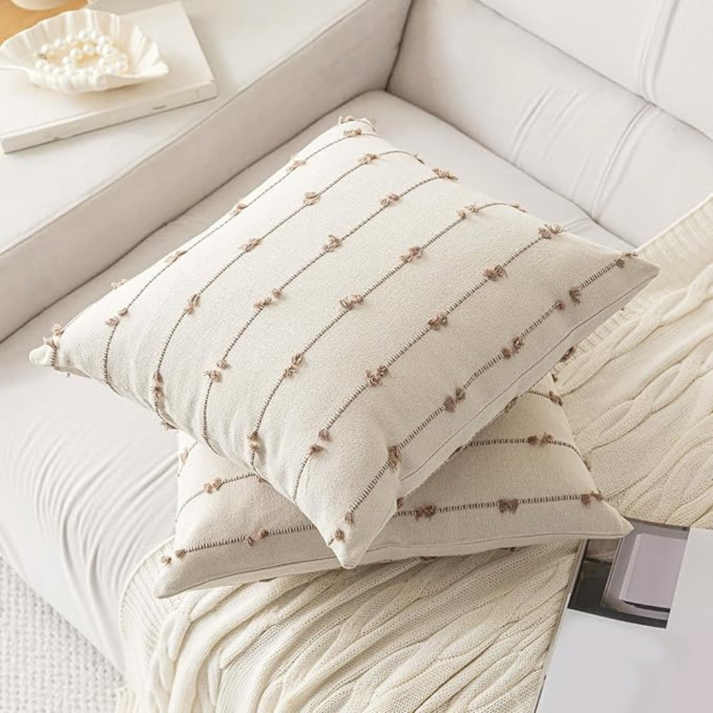 Averra Vertical Stitched Cushion Cover | Soft Microfiber, Machine Washable