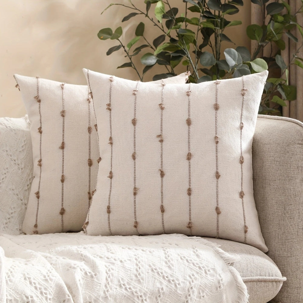 Averra Vertical Stitched Cushion Cover | Soft Microfiber, Machine Washable
