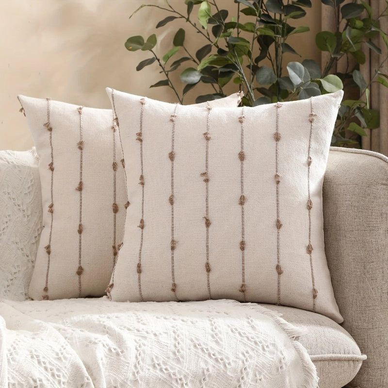 Averra Vertical Stitched Cushion Cover | Soft Microfiber, Machine Washable
