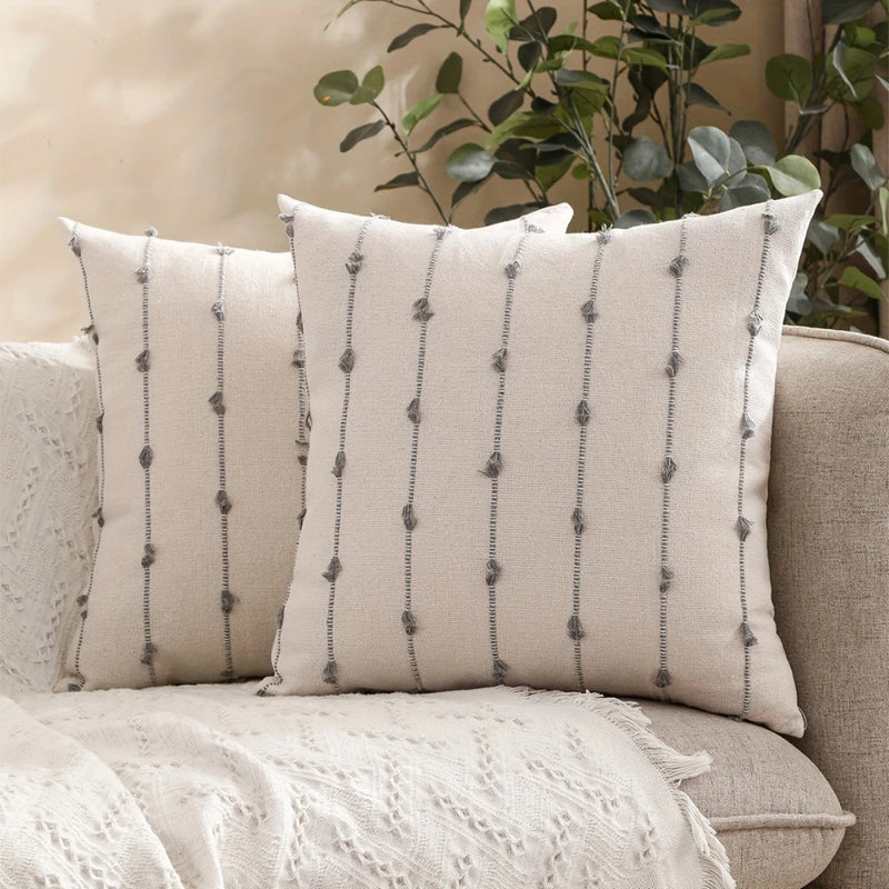 Averra Vertical Stitched Cushion Cover | Soft Microfiber, Machine Washable