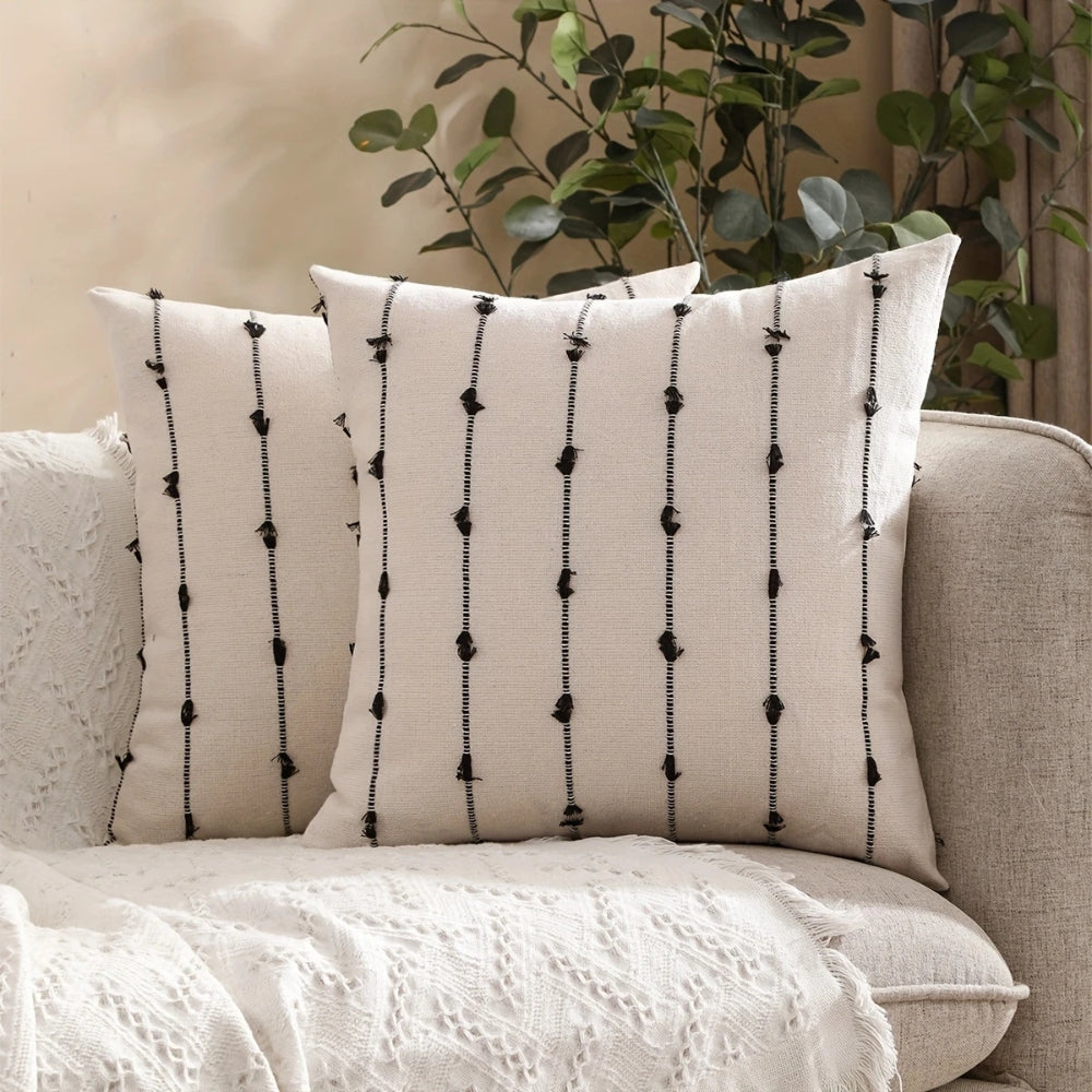 Averra Vertical Stitched Cushion Cover | Soft Microfiber, Machine Washable