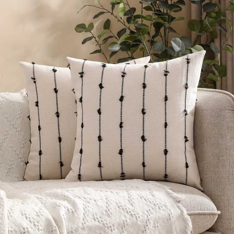 Averra Vertical Stitched Cushion Cover | Soft Microfiber, Machine Washable