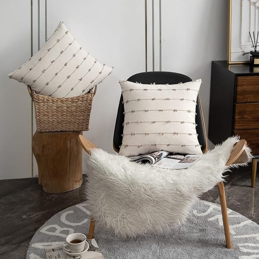Averra Vertical Stitched Cushion Cover | Soft Microfiber, Machine Washable