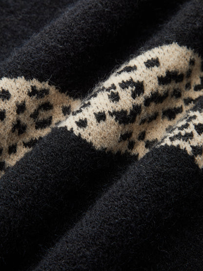Talia Women's Leopard Sweater - fabric and finish detail