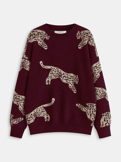 Talia Women's Leopard Sweater - close-up detail