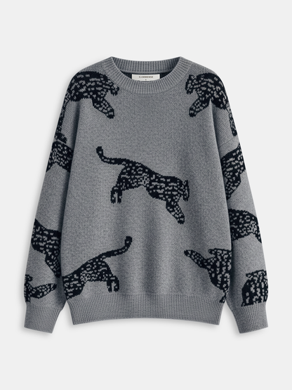Talia Women's Leopard Sweater - flat lay