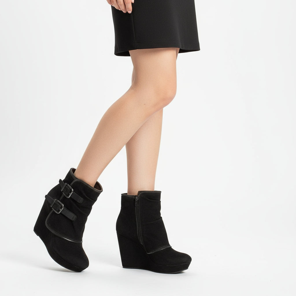 Bottines pour femme Gwen | Talon compensé, bout imprimé léopard