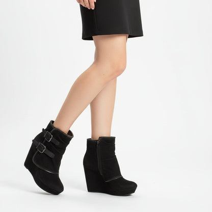 Bottines pour femme Gwen | Talon compensé, bout imprimé léopard