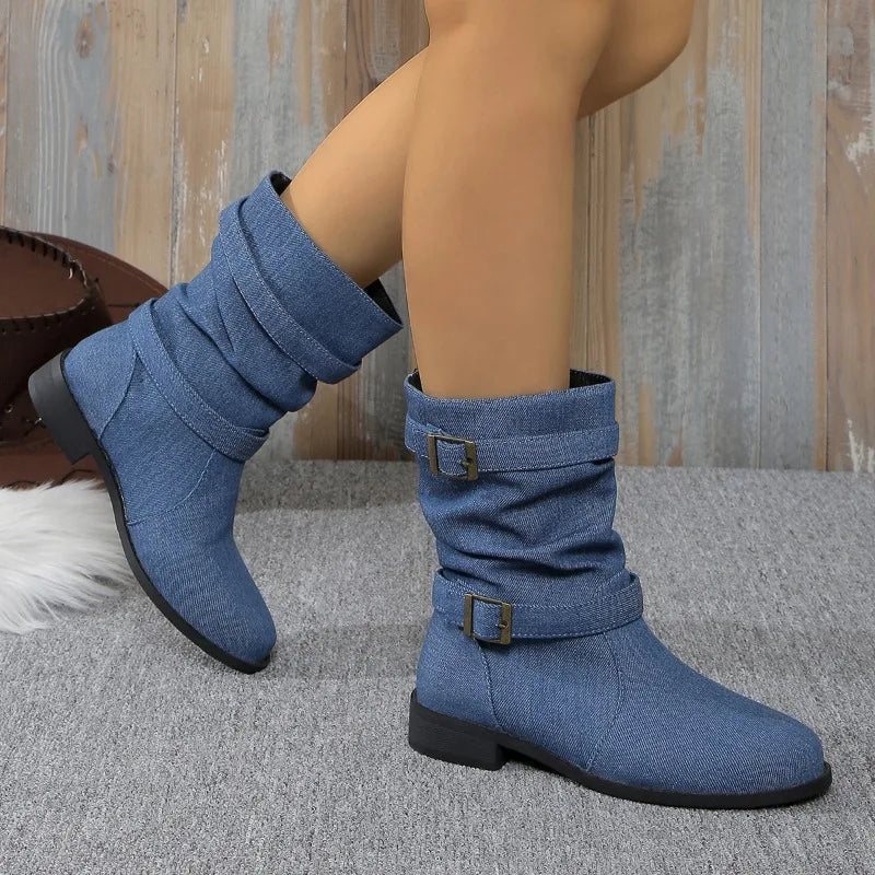 Darcy Women's Block Heel Ankle Boots - styled view