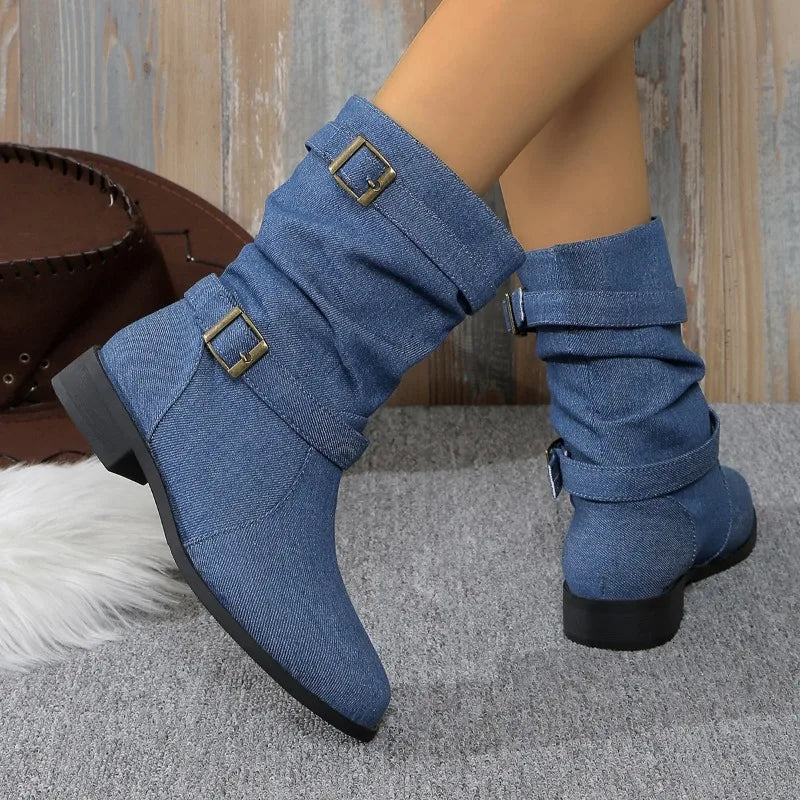 Darcy Women's Block Heel Ankle Boots - full-length view