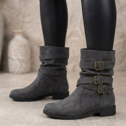 Juliette Women's Block Heel Ankle Boots - fabric and finish detail