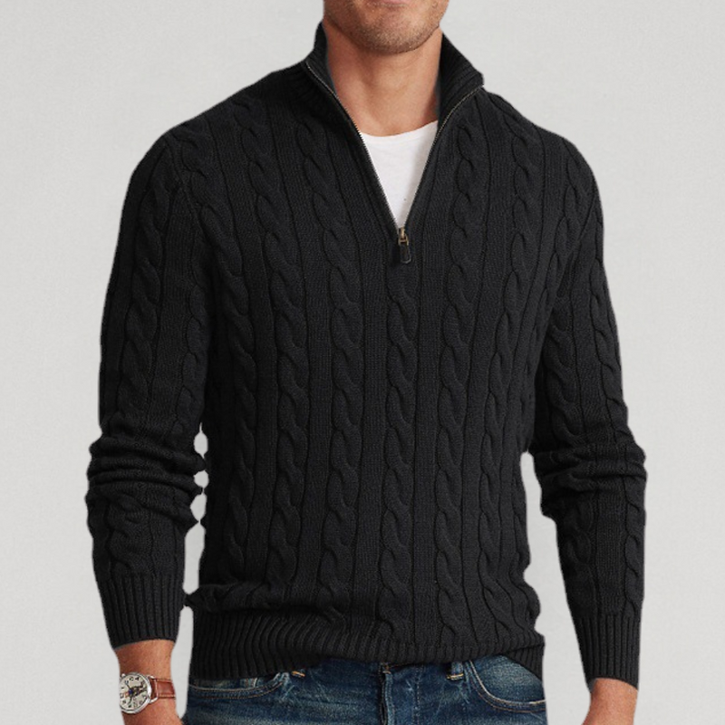Rhys Men's Cable Knit Sweater | Zip