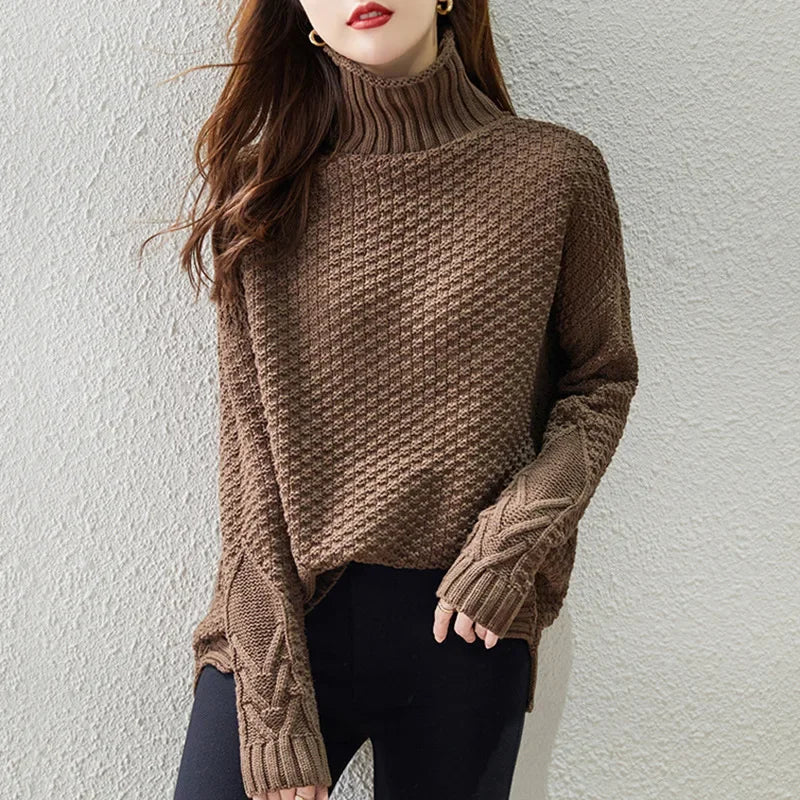 Jolie Women's Cable Knit Sweater | Turtleneck
