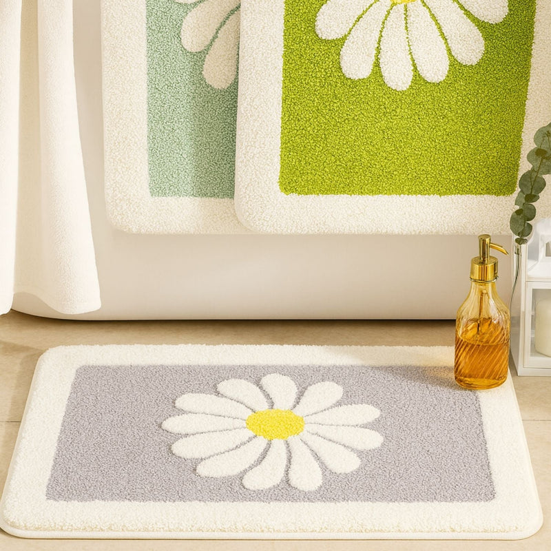 Charming Daisy Bloom Bath Mat | Plush & Absorbent, Machine Washable