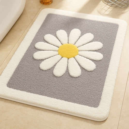 Charming Daisy Bloom Bath Mat | Plush & Absorbent, Machine Washable