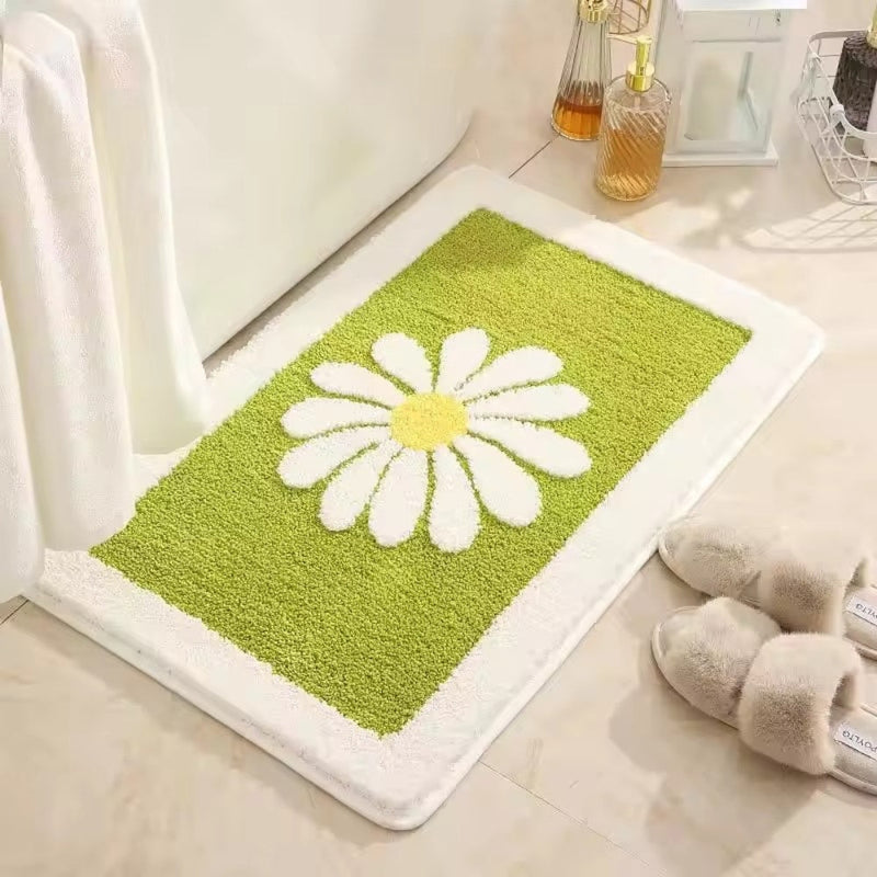 Charming Daisy Bloom Bath Mat | Plush & Absorbent, Machine Washable