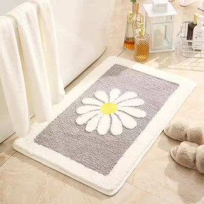 Charming Daisy Bloom Bath Mat | Plush & Absorbent, Machine Washable