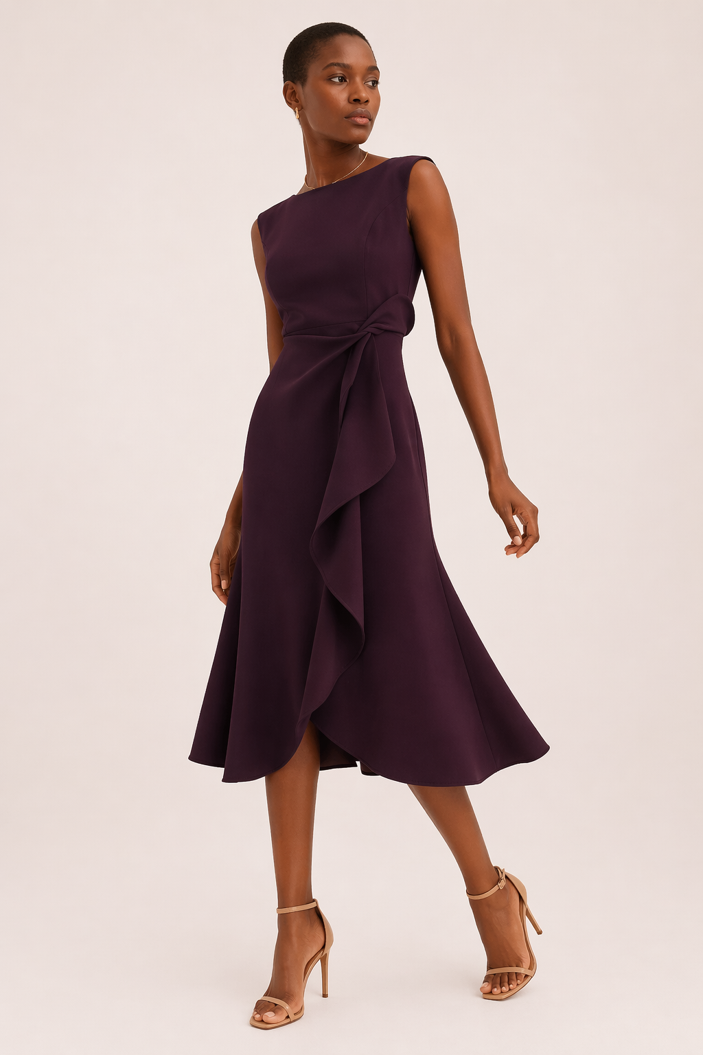Hattie Women's Asymmetric Midi Dress - close-up detail
