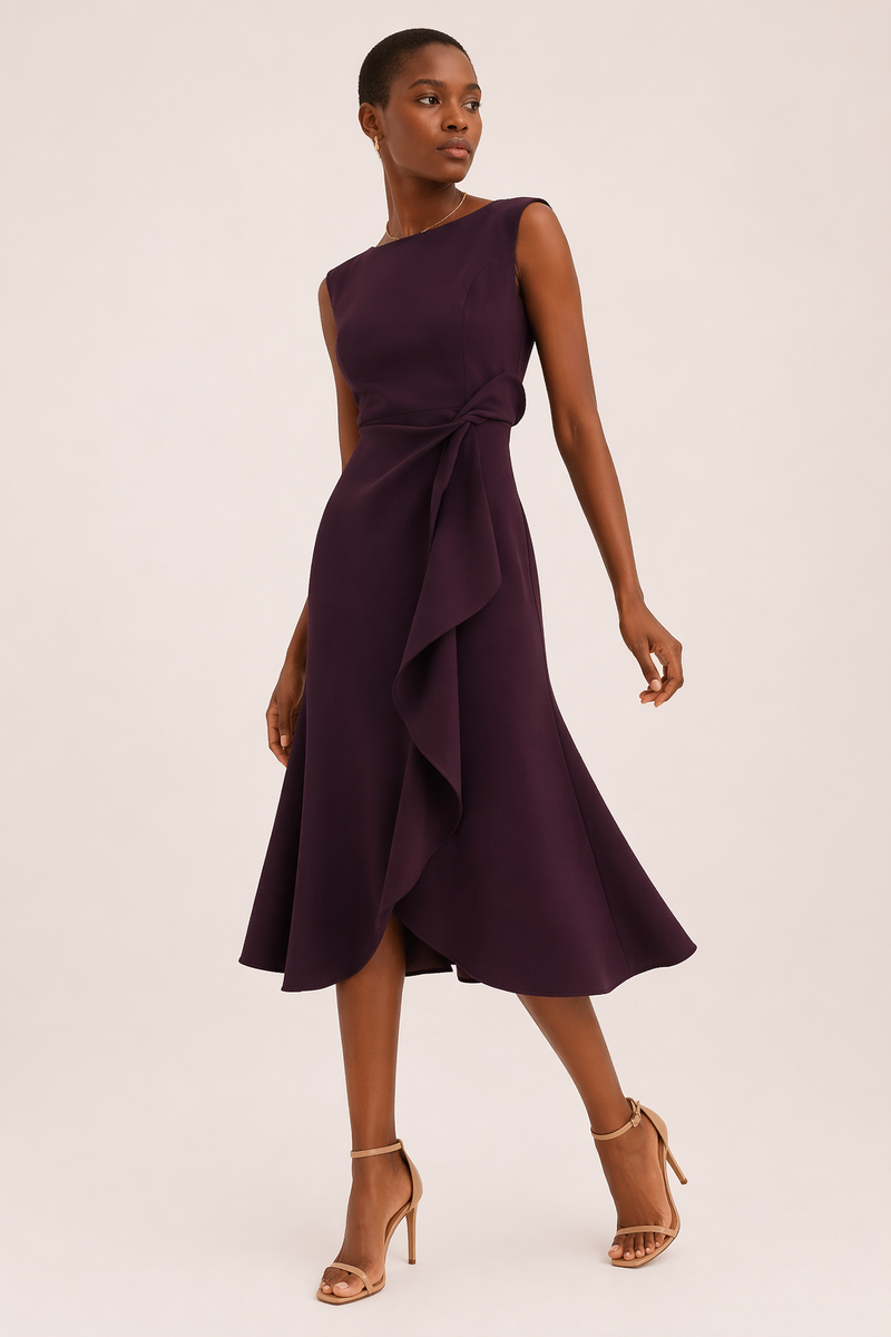 Hattie Women's Asymmetric Midi Dress - close-up detail