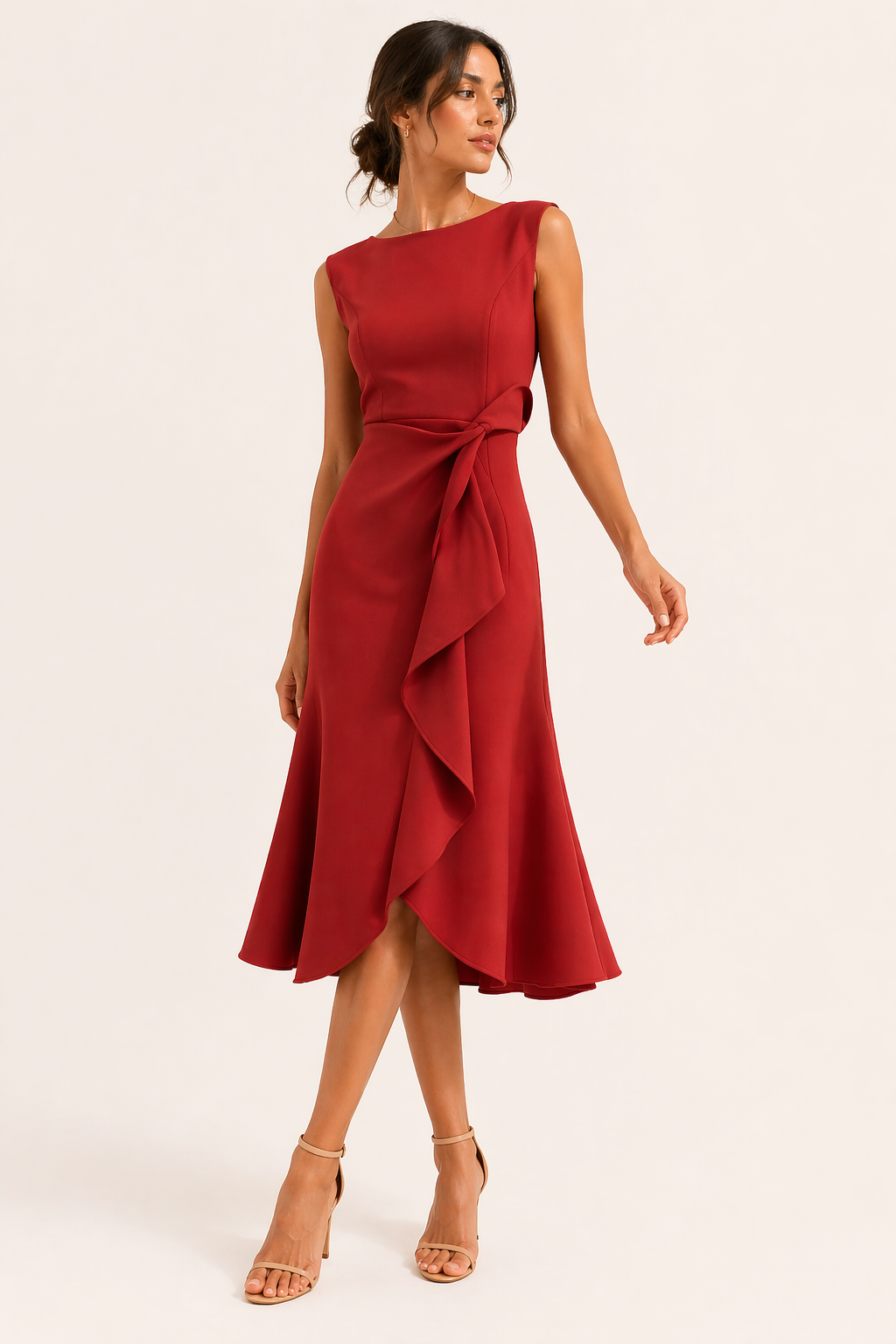 Hattie Women's Asymmetric Midi Dress - full-length view