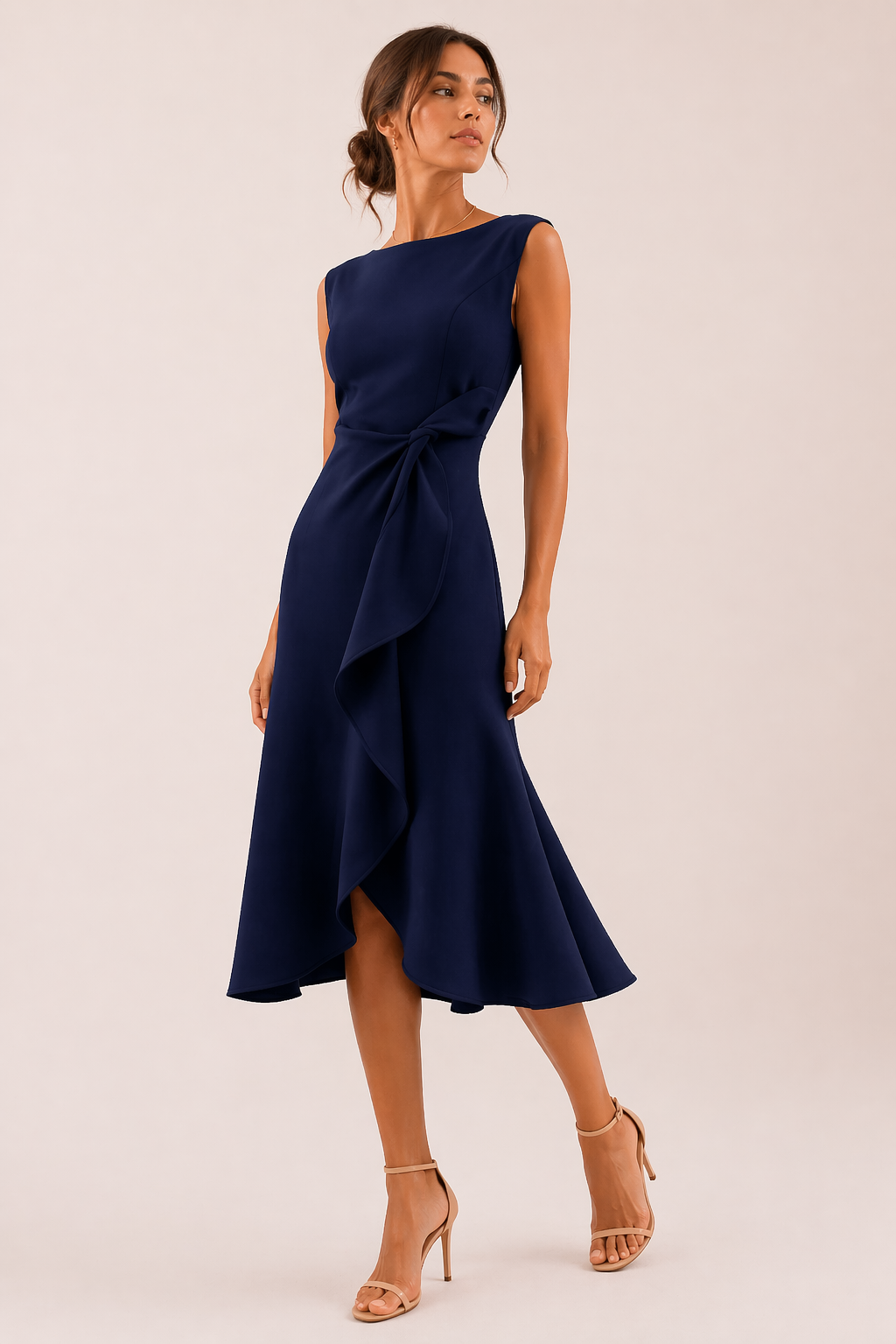 Hattie Women's Asymmetric Midi Dress - back view