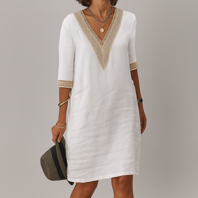 Willa Women's Linen Dress - back view