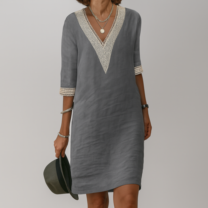 Willa Women's Linen Dress - fabric and finish detail