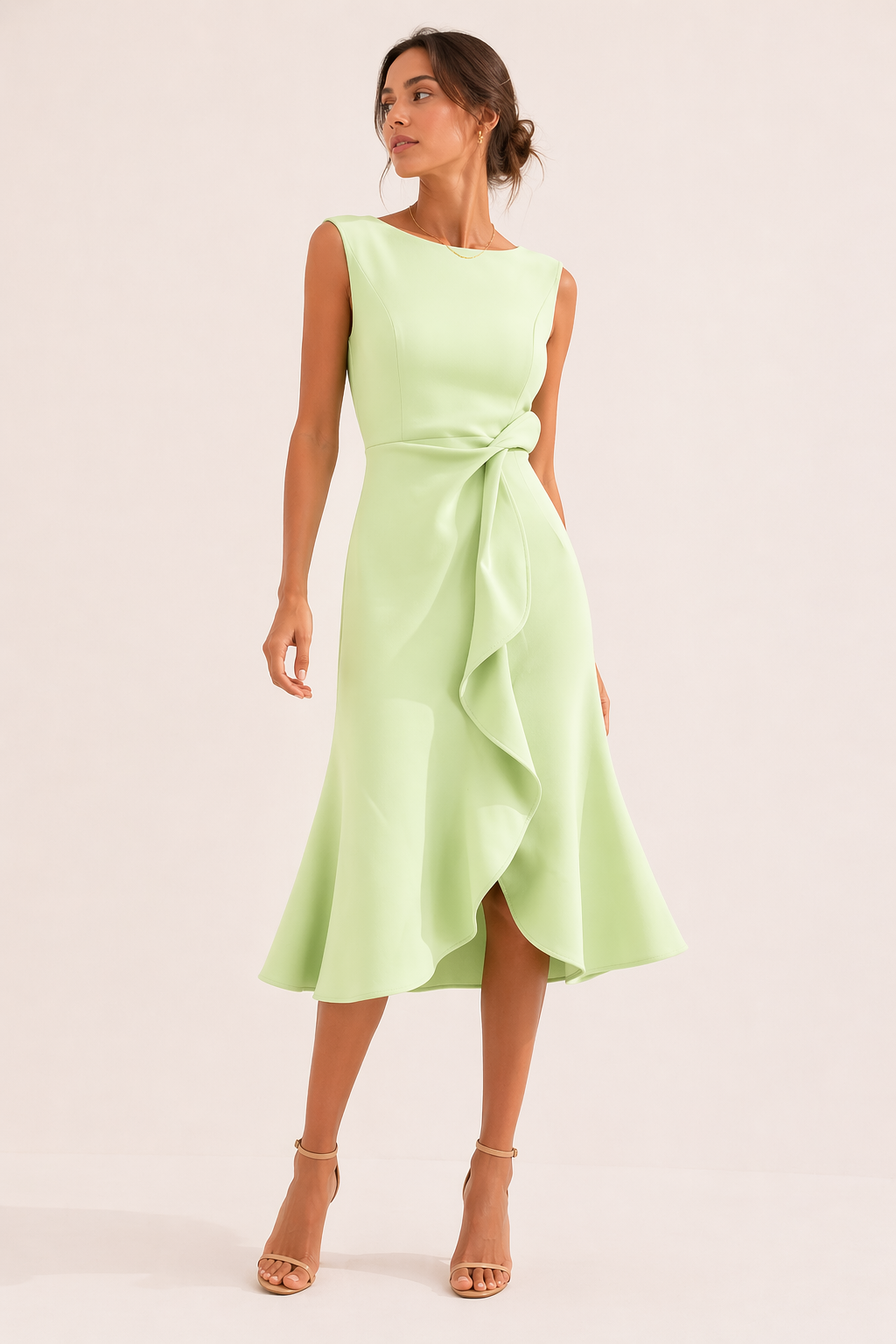 Hattie Women's Asymmetric Midi Dress - fabric and finish detail